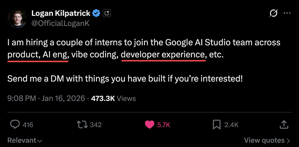 Logan Kilpatrick tweet